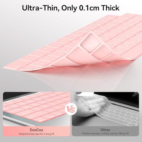 EooCoo Premium Keyboard Cover Skin Protector, Laptop Accessories Compatible with 2026 2025 2024 2023 2022 2021 M5-M1 Pro/Max MacBook Pro 14/16, M5-M2 MacBook Air 13/15, 2026 MacBook Neo 13, Pink - color: Pink