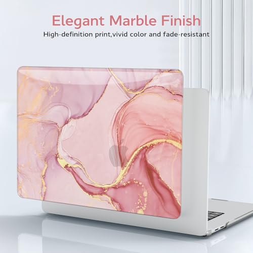 BELKA Compatible with MacBook Pro 13 inch Case M2 M1 2022 2021 2020-2016 | Pink Marble Pattern Plastic Hard Shell Case, Scratch & Fingerprint Resistant, Includes 2 Keyboard Covers & Screen Protector - color: Pink Gold Marble