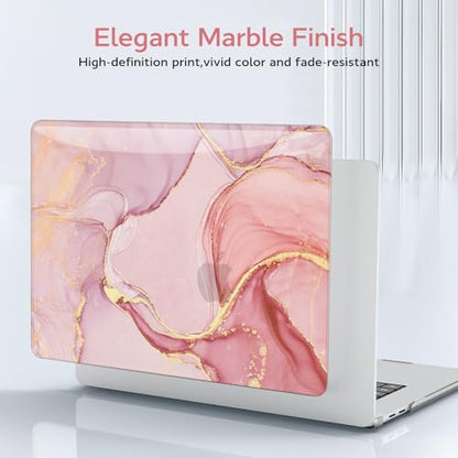BELKA Compatible with MacBook Pro 13 inch Case M2 M1 2022 2021 2020-2016 | Pink Marble Pattern Plastic Hard Shell Case, Scratch & Fingerprint Resistant, Includes 2 Keyboard Covers & Screen Protector - color: Pink Gold Marble