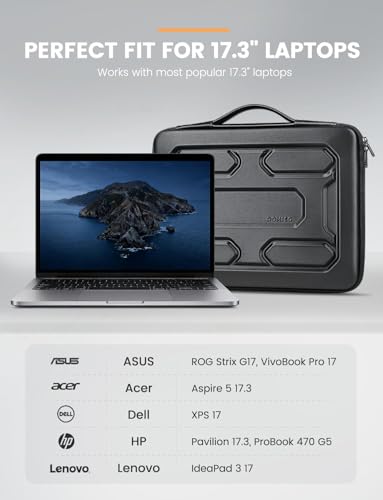 DOMISO 18 inch Laptop Sleeve with Handle Shockproof Computer Bag Waterproof EVA Protective Carrying Case for 17.3" MSI GS73VR Stealth Pro/HP Envy 17/LG Gram 17"/ROG Strix GL702VS, Black - color: Black, size: 17.5-18 inch