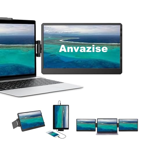 Anvazise Laptop Monitor Extender, 11.6/14.1 inch Portable Monitor Dual Screen External Second Monitor 1920×1080 FHD IPS,USB-C/HDMI,Plug and Play,for Laptop Notebook (11.6 inch)