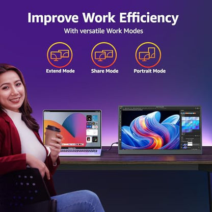 cocopar Portable Monitor IPS Travel Monitor with USB-C HDMI Portable Screen for Laptop MacBook Surface PC PS4/5 External Display with Kickstand, VESA Mountable, 18.5 Inch - size: 18.5 Inch