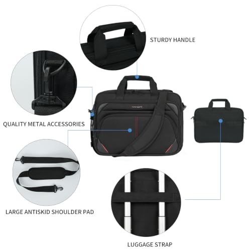 KROSER Laptop Bag 15.6 Inch Briefcase Messenger Bag Water Repellent Computer Case Shoulder Bag Durable Tablet Sleeve for Business/College/Women/Men - Black/Red - color: Black/Red, size: 15.6 INCH