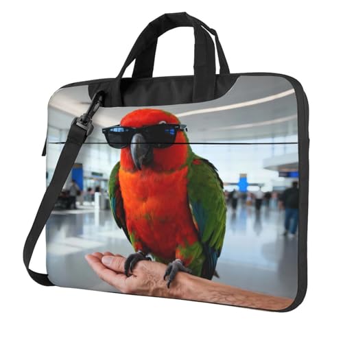 Laptop Shoulder Bag Laptop Carrying Case With Shoulder Straps & Handle Computer Bag For Work Travel - color: Bird Wearing Sunglasses, size: 13 inch