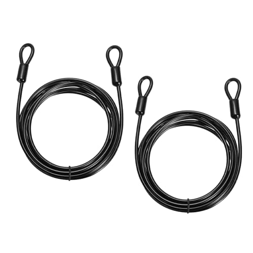 PATIKIL Security Cable Lock (5/32" Dia 8.2ft 70lb Load Capacity, Black)(2 Pcs) Vinyl Coated Stainless Steel Flexible Wire Rope Safety Cable Luggage Lock with Double Loops - color: Black, size: 5/32" x 8.2 ft, 70lb Load