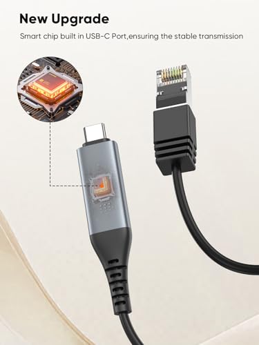 CableCreation USB C to Ethernet Cable 6.6FT, USB C to RJ45 Internet Cable | LAN Network Gigabit Directly Connected, Compatible with Thunderbolt 3/4, MacBook Pro, iPhone 16/15, iPad Pro, XPS - size: 6.6FT, style: USB C to Ethernet