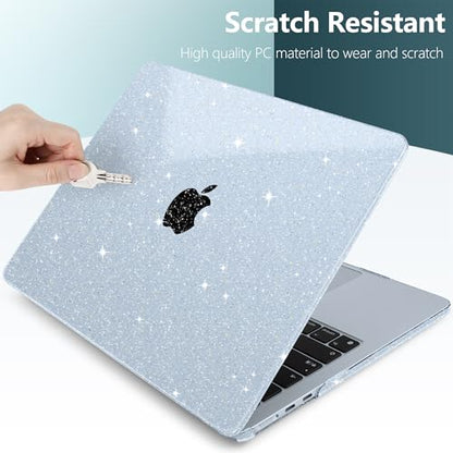 Clear Glitter Case for MacBook Air 15 Inch M5 M4 M3 M2 (2026-2023) A3448 A3241 A3114 A2941, Protective Hard Shell Cover Compatible with Touch ID & Liquid Retina Display - Star Sky Blue - color: Star Sky Blue