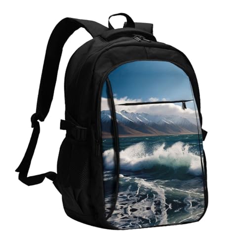 Travel Laptop Backpack Business Backpack for Men Women Blue Travel Backpack with USB Charging Port