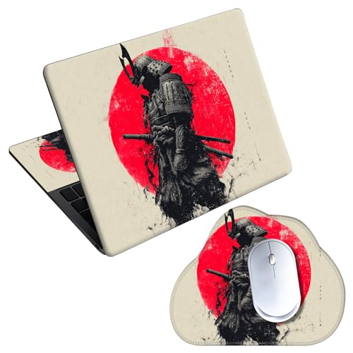 Laptop Skin Sticker Decal 15-15.6 Inch with Cute Mouse Pad, Universal Reusable Vinyl Sticker for 12.1 13 13.3 14 15.4 Inch Netbook and Notebook PC, Japanese Samurai - color: Japanese Samurai
