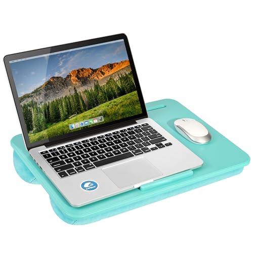 LAPGEAR The Original Lap Desk – Aqua Sky, Fits 17" Laptops | Microbead Cushion, Device Ledge, Built-In Pencil Tray, Carry Handle - color: Aqua Sky, size: 17" Laptop (The Original)