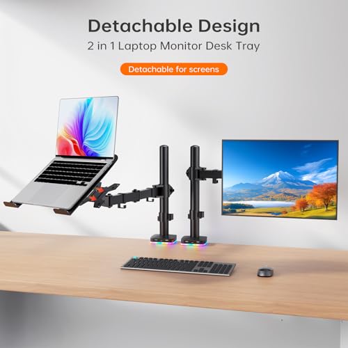 Afaloona RGB Convertible Laptop and Monitor Mount with USB Hub, Adjustable | 3 USB Ports for Data Transfer & Charging | Fits 13-32" Monitors & 11-17" Laptops | up to 18 lbs | VESA 75x75-100x100mm - size: RGB Laptop Stand