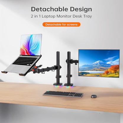 Afaloona RGB Convertible Laptop and Monitor Mount with USB Hub, Adjustable | 3 USB Ports for Data Transfer & Charging | Fits 13-32" Monitors & 11-17" Laptops | up to 18 lbs | VESA 75x75-100x100mm - size: RGB Laptop Stand