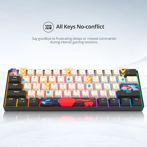 60% Mechanical Keyboard Black and White, Compact 60 Percent Gaming Keyboard RGB Backlit, 61 Keys Red Switches Mini Keyboard, USB Wired Office Keyboard for Windows Mac Laptop PC (61 Carbon) - color: 61 Carbon/Red Switch