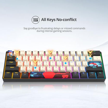 60% Mechanical Keyboard Black and White, Compact 60 Percent Gaming Keyboard RGB Backlit, 61 Keys Red Switches Mini Keyboard, USB Wired Office Keyboard for Windows Mac Laptop PC (61 Carbon) - color: 61 Carbon/Red Switch