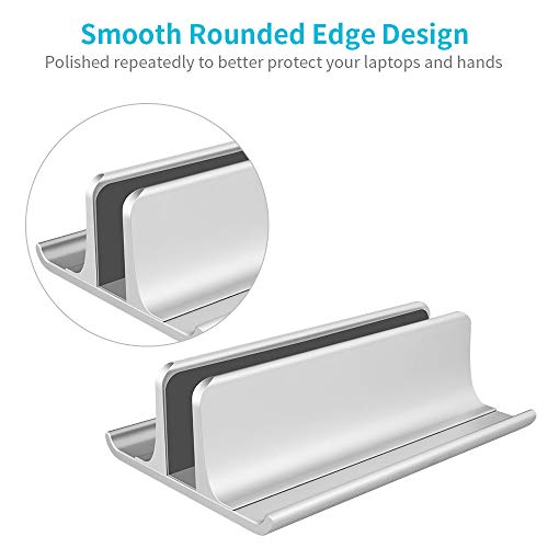Vaydeer 3-in-1 Aluminum Laptop Stand Vertical Laptop Stand Holder for Desk with Adjustable Dock, Space-Saving Organizer for All MacBook, Surface, Samsung, HP, Dell, up to 17.3 inch - color: Silver
