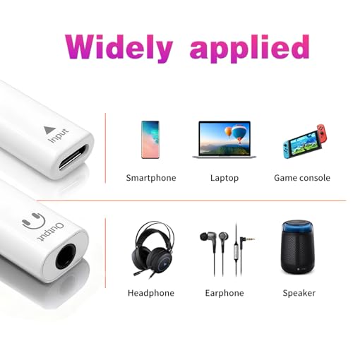 Poyiccot USB Type C to 3.5mm Headphone Jack Adapter 2Pack, USB C Female to 3.5mm Female Audio Adapter, Aux to USB C Headphone HiFi Stereo DAC Connector for iPhone 15, Galaxy, Laptop, White - style: 2-Pack