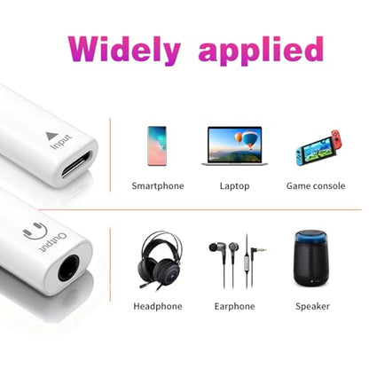 Poyiccot USB Type C to 3.5mm Headphone Jack Adapter 2Pack, USB C Female to 3.5mm Female Audio Adapter, Aux to USB C Headphone HiFi Stereo DAC Connector for iPhone 15, Galaxy, Laptop, White - style: 2-Pack