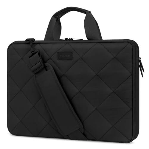 MOSISO 360 Protective Laptop Shoulder Bag, Double Layer Fluffy Padded Laptop Bag with Anti-theft Zipper - color: Black, size: 16 inch