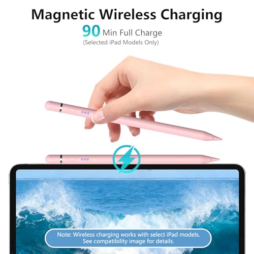 iPad Pencil 1st Generation for iPad, Stylus Pen for Apple Pencil 2nd Generation with Magnetic Charging Tilt Sensitivity& Palm Rejection, Pencil for iPad Pro 11/12.9/13, Air, Mini Pink - color: pink