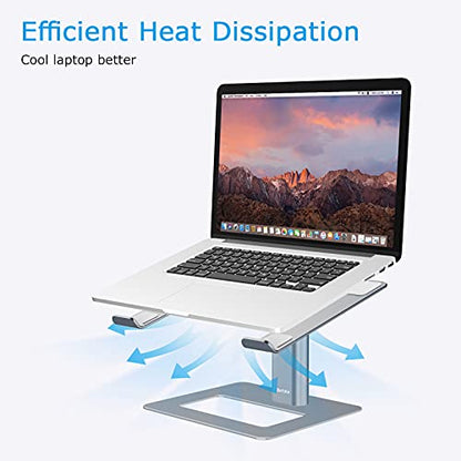 BoYata Laptop Stand, Height Adjustable Laptop Riser for 11-17" Laptops | Ergonomic Laptop Stand for Desk, Ventilated with U-Shaped Open Design, Sturdy Notebook Stand for 10-17'' Laptops, Grey - color: Grey