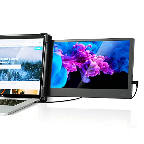Alecewey Portable Monitor for Laptop Screen Extender Dual Monitor 12 Inch FHD 1080P IPS Display USB-A/Type-C/HDMI/Speakers for 13-16 Inch Computer Mac Windows Phone - style: Dual Monitor