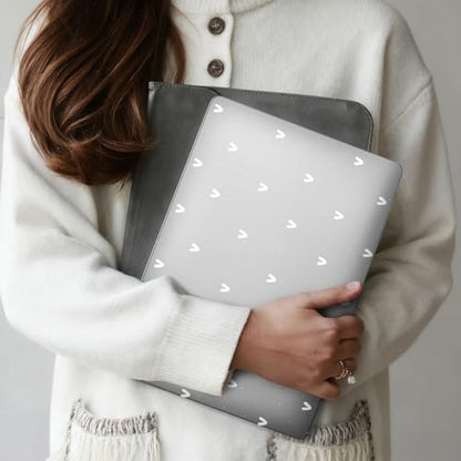for MacBook Air 13.6 Inch Case M5/M4/M3/M2 2026-2022 Release A3449 A3240 A3113 A2681 Cute White Polka Dot Heart Design Crystal Clear Girly Case Laptop Protective Hard Shell Cover - color: Heart Polka Dot/White