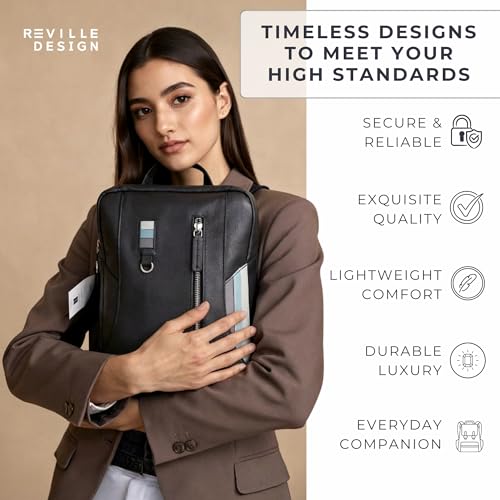 Full Grain Leather Backpack – Minimalist Slim 16L Laptop Backpack for Professionals, Water-Resistant Leather, Designed for 13” Devices, Lightweight Executive Daypack - Anthracite Black - color: Anthracite Black