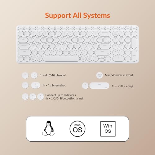 Keychron B4 Pro Ultra-Slim 96% Wireless Keyboard, Bluetooth/2.4 GHz/Wired Connection Keyboard with Numpad, Launcher, Up to 300 Hours Battery Compatible with Mac Windows Linux - Ivory White - color: Ivory White