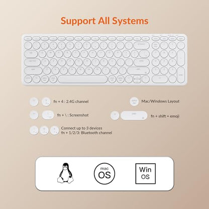 Keychron B4 Pro Ultra-Slim 96% Wireless Keyboard, Bluetooth/2.4 GHz/Wired Connection Keyboard with Numpad, Launcher, Up to 300 Hours Battery Compatible with Mac Windows Linux - Ivory White - color: Ivory White