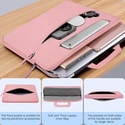 Laptop Case 15.6 inch Shoulder Bag, Durable Shockproof Protective Computer Carrying Briefcase with Multi-Pockets and Strap Compatible with Most 15.6 inch Notebooks,Pink - color: Pink, size: 15.6"