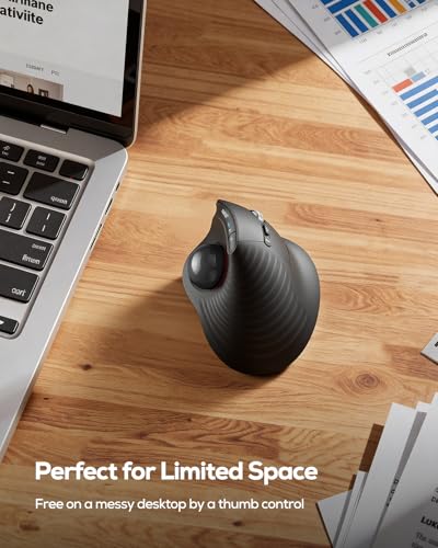 Nulea M514 Vertical Trackball Mouse, Ergonomic Wireless Thumb-Control Mouse with Quiet Clicks, 3 Device Connection (Bluetooth & USB Receiver), Rechargeable for PC/Mac/Laptop/Tablet,Black - color: D-Black