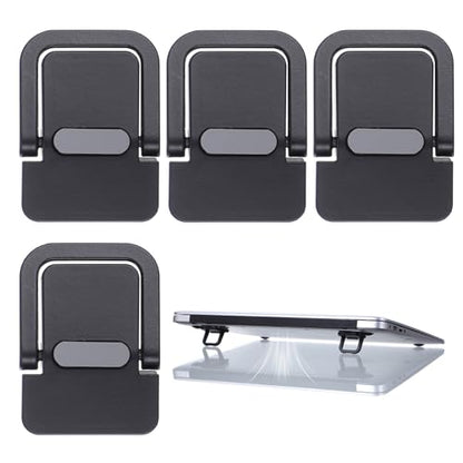 4PCS Portable Keyboard Riser Self Adhesive Laptop Stand Mini Invisible Computer Feet for Desk Computer Keyboard Stand Laptop Holder with Anti Slip Silicone(Black) - color: Black