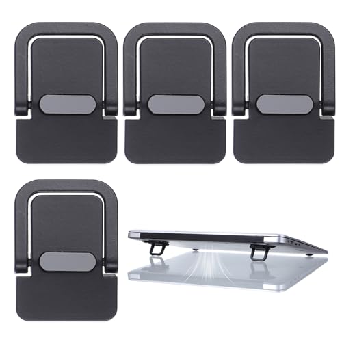 4PCS Portable Keyboard Riser Self Adhesive Laptop Stand Mini Invisible Computer Feet for Desk Computer Keyboard Stand Laptop Holder with Anti Slip Silicone(Black) - color: Black