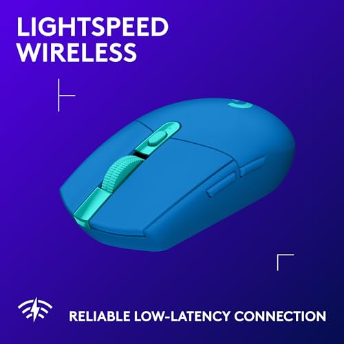 Logitech G305 Lightspeed Wireless Gaming Mouse, Hero Sensor, 12,000 DPI, Lightweight, 6 Programmable Buttons, 250h Battery, On-Board Memory, Compatible with PC, Mac - Blue - color: Blue, style: Classic