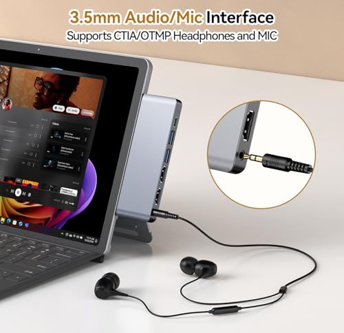 Surface Pro 12 Docking Station - 8-in-1 Triple Display USB Hub with Dual 4K HDMI, Thunderbolt 4 (4K@60Hz, 40Gbps, 100W PD), 2 USB 3.0, SD/TF, Audio for Surface Pro 12 Accessories - style: 8 in 1 Dock for Surface Pro 12