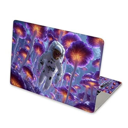 Universal Laptop Skin Sticker for 12/13/14/15.6 Inch Laptops, Reusable Vinyl Laptop Decal Cover, Waterproof Scratch Resistant Notebook Skin with 2 Wrist Pads,Astronaut in Purple Mushrooms - color: Astronaut in Purple Mushrooms