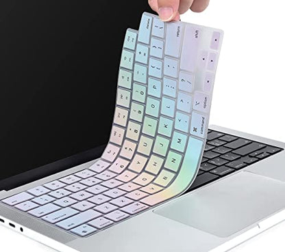 CaseBuy Keyboard Cover for 2026-2023 MacBook Air 15 & 13.6 M5 M4 M3 M2 A3448 A3241 A3114 A2941 A3449 A2681 A3113 A3240, 2026-2021 MacBook Pro 14 & 16 M5-M1 Pro/Max A3426 A3427 A3428 A3429(Touch ID) - color: Rainbow, size: MacBook Pro 14/16 Inch