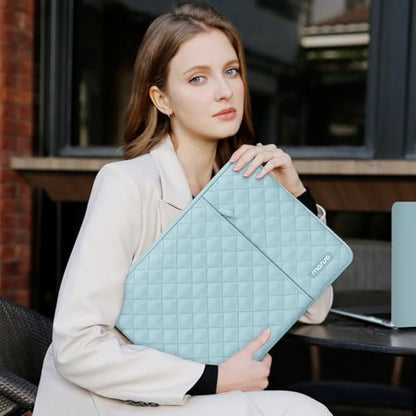 MOSISO Laptop Case 13.3 inch, 13-13.3 inch Laptop Sleeve, Ice Blue | Compatible with MacBook Neo/Air 13.6/Pro 13/Pro 14, HP Dell ASUS Lenovo, Square Quilted Vertical Bag with Pocket&Small Case - color: Ice Blue, size: 13.3 inch