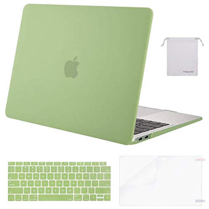 MOSISO Compatible with MacBook Air 13 inch Case M1 2021 2020 2019 2018 | A2337 A2179 A1932, Protective Hard Shell&Keyboard Cover&Screen Film&Pouch for MacBook Air 13.3 inch Case, Chartreuse - color: Chartreuse