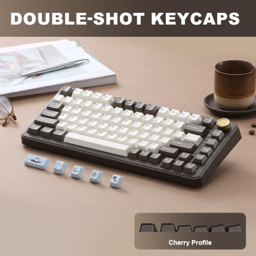 YUNZII B75 PRO Wireless Mechanical Gaming Keyboard | Custom 75% Layout with Knob,Gasket Mount,Hot Swap,Creamy Pre-lubed Switch,BT/USB-C/2.4G (Coffee Brown, Milk Switch) - color: Coffee Brown, size: Milk Switch