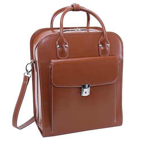 McKlein LA GRANGE, Top Grain Cowhide Leather, 15" Leather Detachable -Wheeled Ladies' Laptop/Computer & Tablet Business Briefcase Bag/Women's Rolling Overnight Travel Bag, Removable trolley case - color: Brown, size: 14.4"x8.75"x18.5"