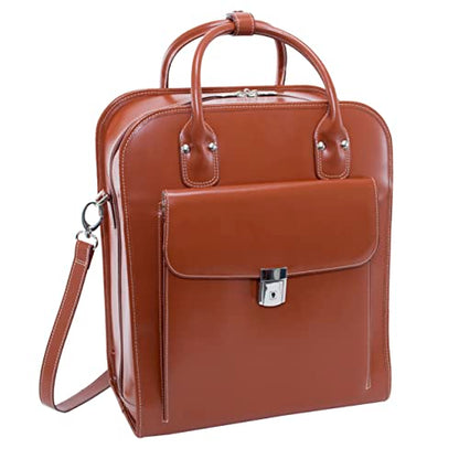 McKlein LA GRANGE, Top Grain Cowhide Leather, 15" Leather Detachable -Wheeled Ladies' Laptop/Computer & Tablet Business Briefcase Bag/Women's Rolling Overnight Travel Bag, Removable trolley case - color: Brown, size: 14.4"x8.75"x18.5"