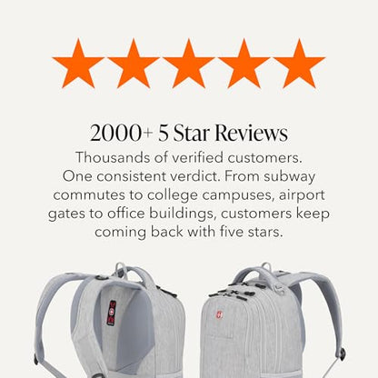 SWISSGEAR Cecil 18-Inch Laptop Backpack Fits 16-Inch Laptop, Travel Daypack with Organizer Pockets, Water Bottle Holders & Padded Straps – Light Grey - color: Light Grey