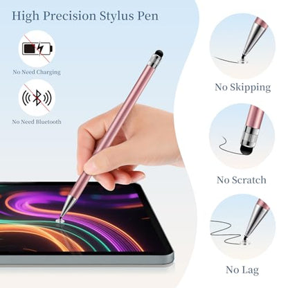 ChaoQ 2-in-1 Stylus Pen for Touchscreen, 6pcs High Sensitivity and Precision Stylus Pens for iPad iPhone Android Suitable for All Touch Screens (Rose Gold) - color: 6 Rose Gold