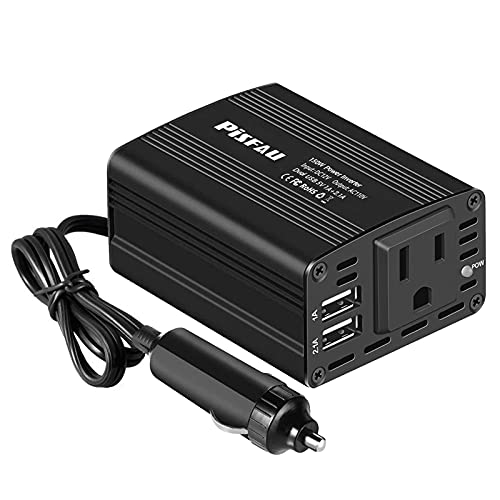 150W Power Inverters for Vehicles 12V DC to 110V AC Car Plug Adapter Outlet | Cigarette Lighter Adapter, Dual DC AC Converter, 3.1A Dual USB, Portable Car Charger for Laptop/Camping/Road Trip Essentials - color: Black