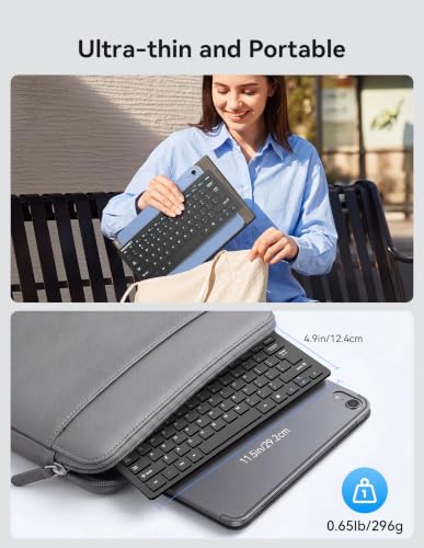 TECKNET 2.4G Wireless Keyboard - Mini Compact Keyboard with Media Hotkeys, 12-Month Battery Life, Compatible with PC, Desktop, Laptop, Smart TV - Black - color: Black