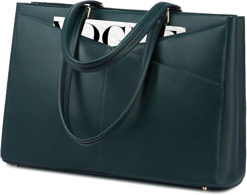 LOVEVOOK Laptop Bag for Women 17.3 Inch Tote Bags Waterproof Leather Briefcase Computer Women Business Office Work Bag,Green - color: Green, size: 17.3 inch