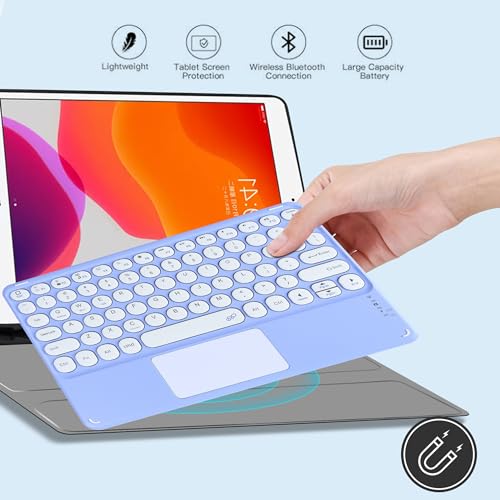 Wireless Bluetooth Keyboard with Touchpad 10inch Portable Rechargeable Slim Keyboard for iPad Pro/iPad Air/iPad 9.7/iPad 10.2/iPad mini and Other iOS Android Windows Devices(Purple) - color: Purple