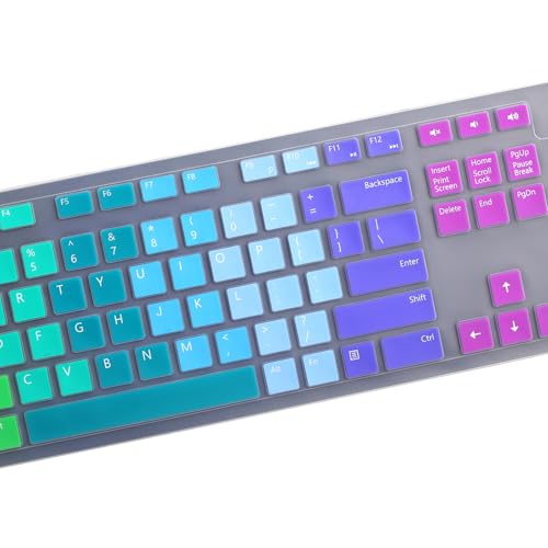 Keyboard Cover for Dell KM636 KB216 KB216t KB216d KB216p Wired & Wireless Keyboard, Dell Optiplex 5250 3050 3240 5460 7450 7050, Dell Inspiron Desktop 24" 27" 5400 5490 7700 7790 3475 3670 3477-RW - color: Rainbow