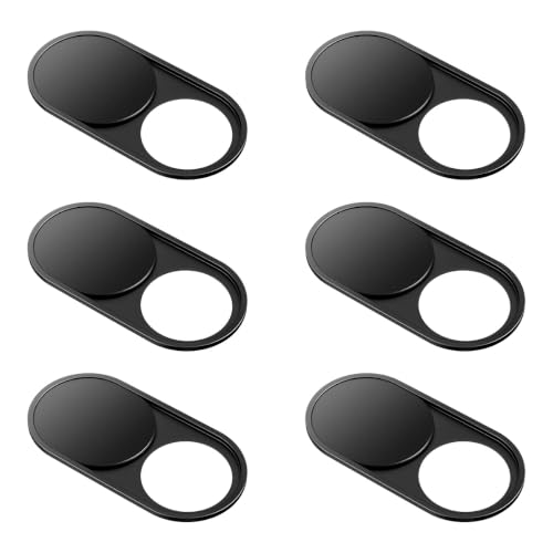 Upgrade Webcam Camera Cover, [6-Pack] 0.023 inch Metal Camera Cover Slide | for Mac, iPad, MacBook Pro, MacBook Air, Laptops, PC/Computer, Tablets, Web Blocker Protect Your Privacy - color: Black-Oval, size: 6 packs webcam cover